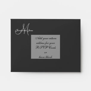 Custom Black Monogram Wedding Invitation Envelope