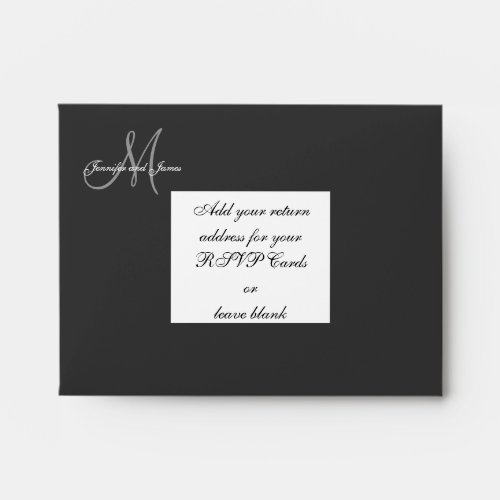 Custom Black Monogram Wedding RSVP Envelope