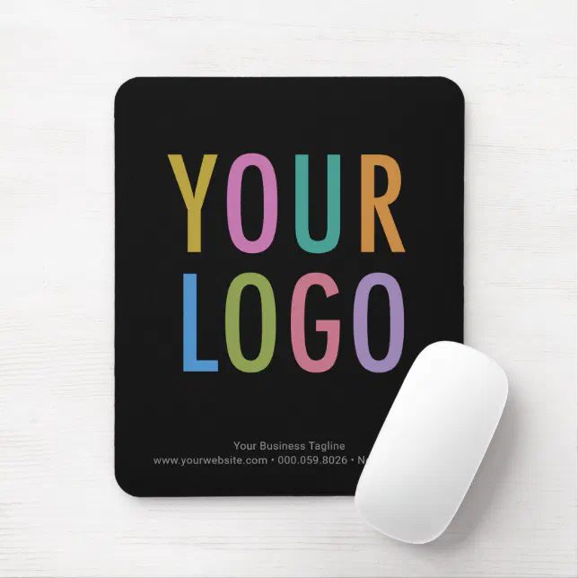 Custom Black Mouse Pad Business Logo Promotional | Zazzle