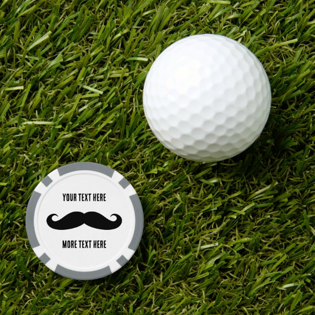 Custom black mustache poker chip golf ball markers (Golf Ball Marker)