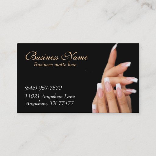 Customizable Custom Black Nail Salon Business Cards