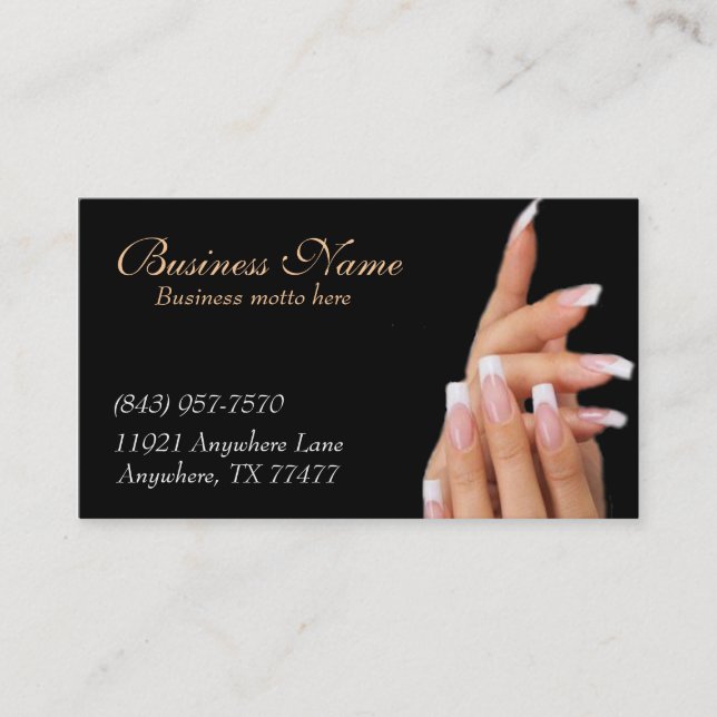 Custom Black Nail Salon Business Cards (Front)