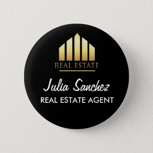 Custom Black Name  Real Estate Agent Promotional  Button