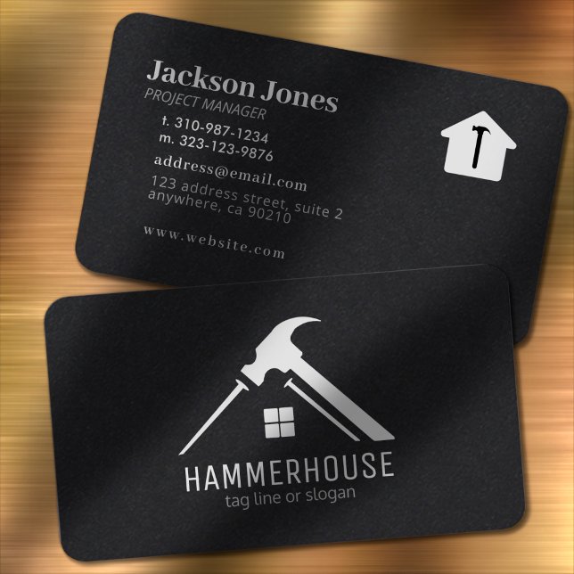 Custom Black on White Home Building Construction Business Card (Creator Uploaded)