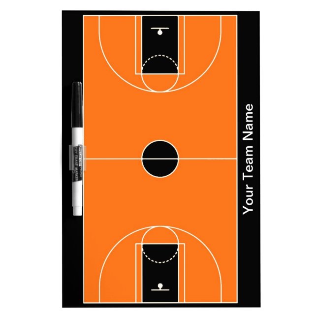 Custom black orange basketball dry erase board (Front)
