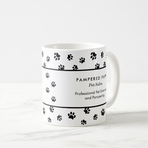 Custom Black Paw Prints Professional Pet Salon Coffee Mug