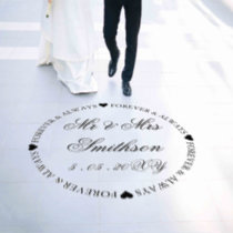 Custom Black Personalized Elegant Wedding  Floor Decals