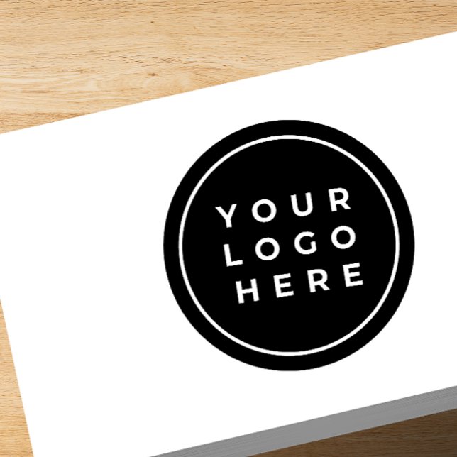 Custom Black Personalized Round Business Logo Rubber Stamp (Creator Uploaded)