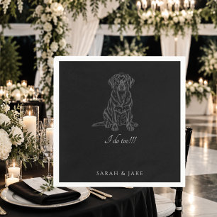 Custom Black Pet Black Lab Outline Wedding Napkins