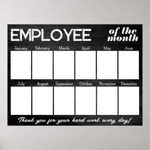 Custom black photo employee of the month display poster