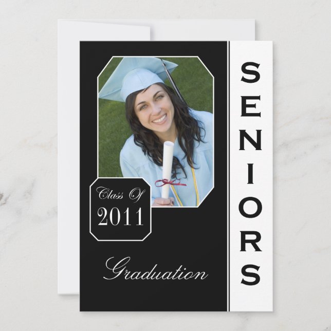 Custom Black Photo Graduation Announcements (Front)