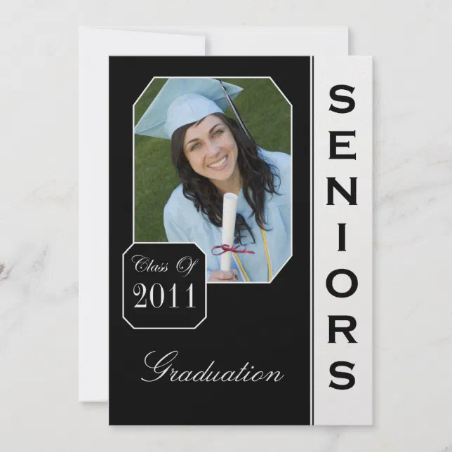 Custom Black Photo Graduation Announcements | Zazzle