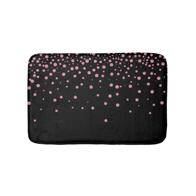 Custom Black Pink Glitter Confetti Personalized Bathroom Mat (Front)