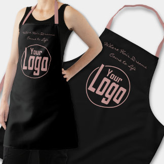 Custom Black Pink Logo Motto Hair Salon Apron