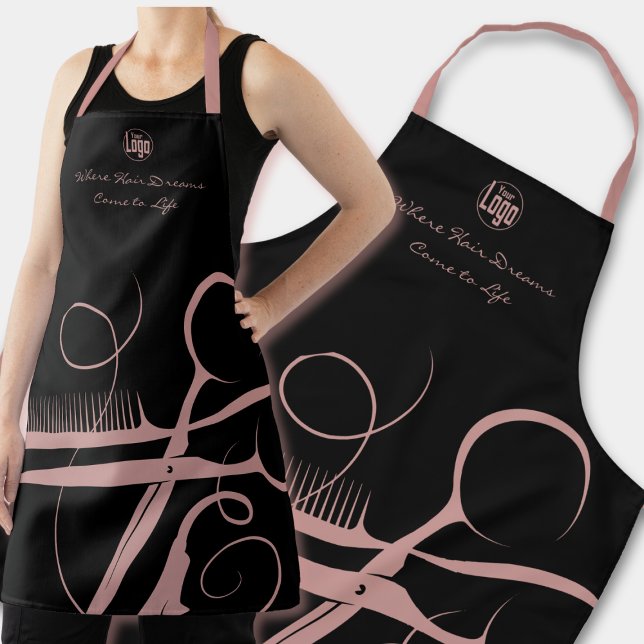 Custom Black Pink Logo Motto Hair Tools Apron (Custom Black Pink Logo Motto Hair Tools Apron)