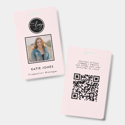 Custom Black & Pink QR code Company Business Logo Badge