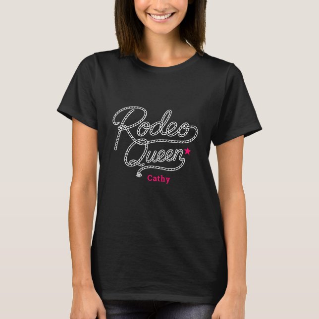 Custom Black Pink Rodeo Queen Bachelorette Party T-Shirt (Front)
