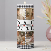 Custom Black Plaid Modern 4 Photo Collage Dad Gift