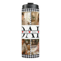 Custom Black Plaid Modern 4 Photo Collage Dad Gift