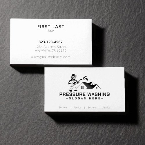 Custom Black Pressure Washing White Business Cards