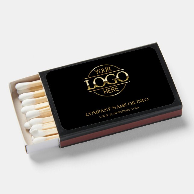 Custom Black Promotional Company Business Logo Matchboxes (Front Open)