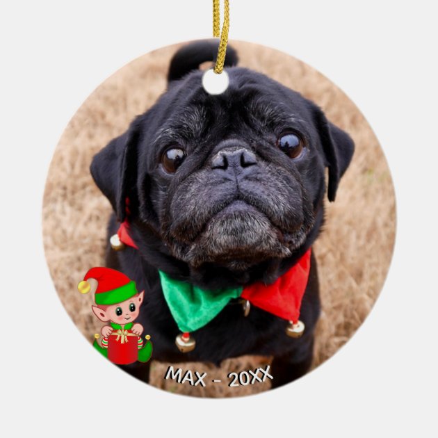 Black pug christmas outlet ornament