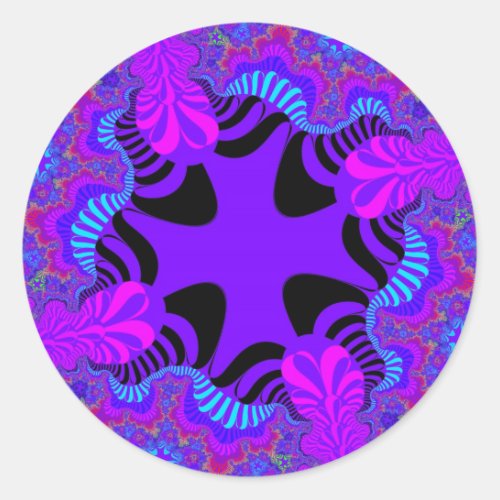 Custom Black Purple Cross Large Round Stickers