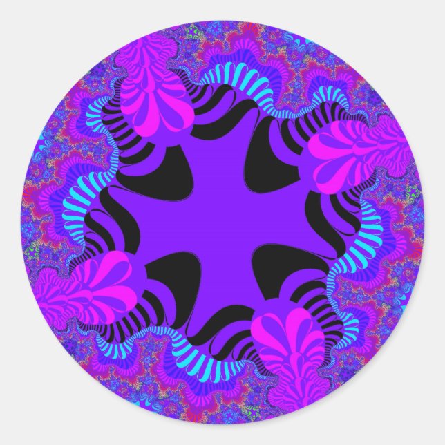 Custom Black Purple Cross Large Round Stickers (Front)