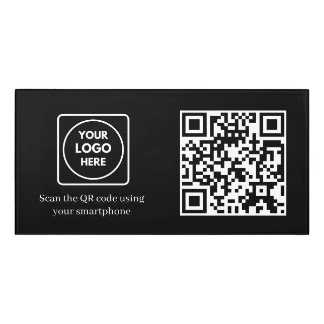 Custom Black QR Code | Business Access Display Door Sign (Classic Front)