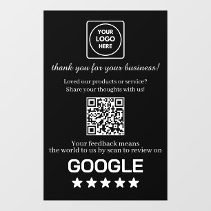 Custom Black QR Code Google Reviews Display Window Cling