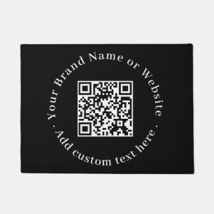 Custom Black QR Code   Modern Business Welcome Doormat