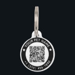 Custom Black QR Code Name Phone Number Double Side Pet ID Tag<br><div class="desc">Create your own simple minimalist black and white round Pet ID Tag. Perfect for pets. Add your scannable QR Code,  your pet name and owner phone number. Double side design for useful using.</div>