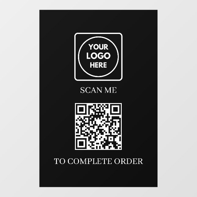 Custom Black QR Code | Place Order Display Window Cling (Sheet)