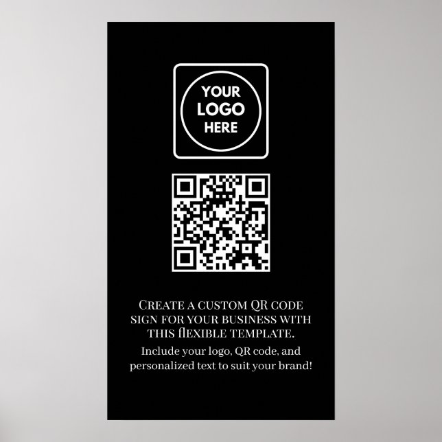 Custom Black QR Code | Professional Business  Poster (Front)