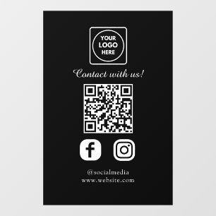 Custom Black QR Code   Social Media Display Window Cling