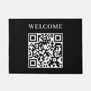 Custom Black QR Minimalist Welcome Display Doormat