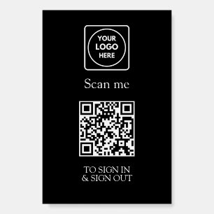 Custom Black QR Sign-In   Visitor & Employee  Foam Board
