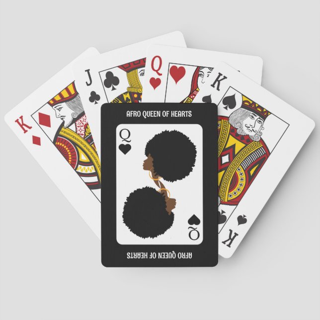 Custom BLACK QUEEN Afro Hair Poker Cards (Back)
