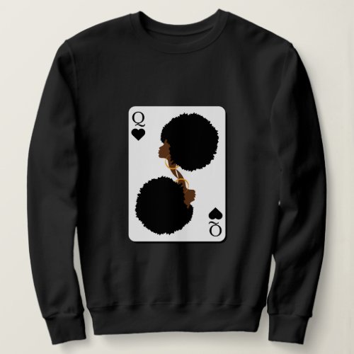 Custom BLACK QUEEN CARD Afro Hair Sweatshirt