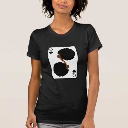 Custom BLACK QUEEN CARD Afro Hair T_Shirt