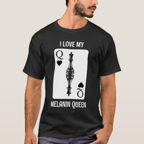 Custom BLACK QUEEN CARD Chess Piece T_Shirt
