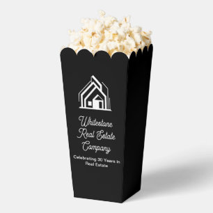 Custom Black Real Estate Company Popcorn Party Favor Boxes
