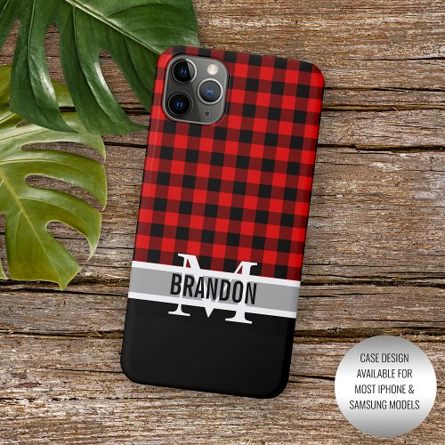 Custom Black Red Buffalo Lumberjack Plaid Pattern iPhone 11 Pro Max Case