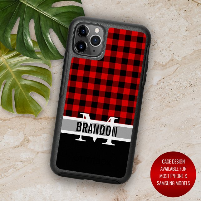 Custom Black Red Buffalo Lumberjack Plaid Pattern Otterbox iPhone Case (Creator Uploaded)