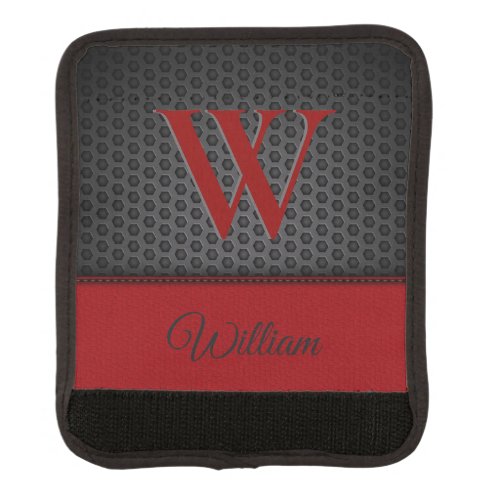 Custom Black Red Faux Leather Monogrammed Initial 