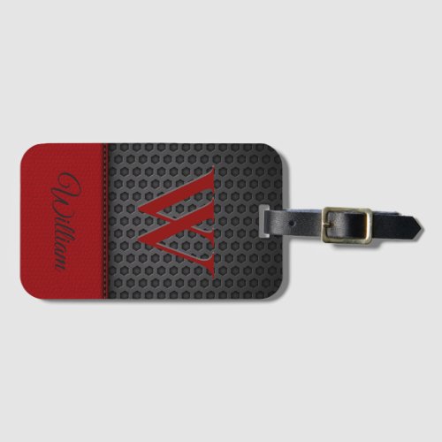 Custom Black Red Faux Leather Monogrammed Initial 