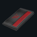 Custom Black Red Faux Leather Monogrammed Initial  Trifold Wallet<br><div class="desc">A beautiful Faux Leather Background Monogrammed Initial & name Wallet.  It can be a perfect gift for Christmas Stocking Stuffers,  Wedding Favors,  Birthdays,  Anniversaries,  Groomsmen Gifts,  Father's Day,  and perfect employees or clients.</div>