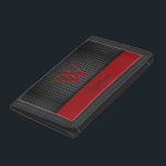 Custom Black Red Faux Leather Monogrammed Initial  Trifold Wallet<br><div class="desc">A beautiful Faux Leather Background Monogrammed Initial & name Wallet.  It can be a perfect gift for Christmas Stocking Stuffers,  Wedding Favors,  Birthdays,  Anniversaries,  Groomsmen Gifts,  Father's Day,  and perfect employees or clients.</div>