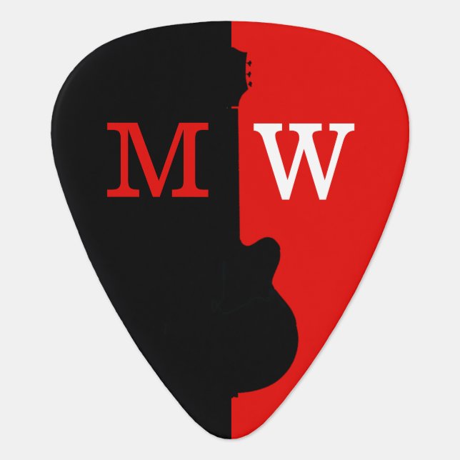 Custom black & red guitar pick for the guitarist (Front)