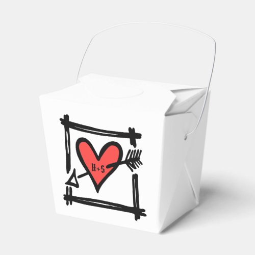 Custom Black  Red Love Heart Wedding Favor Box